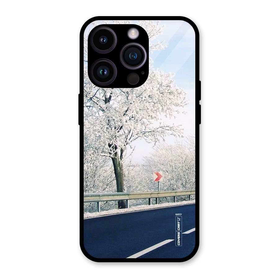 White Snow Tree Glass Back Case for iPhone 14 Pro