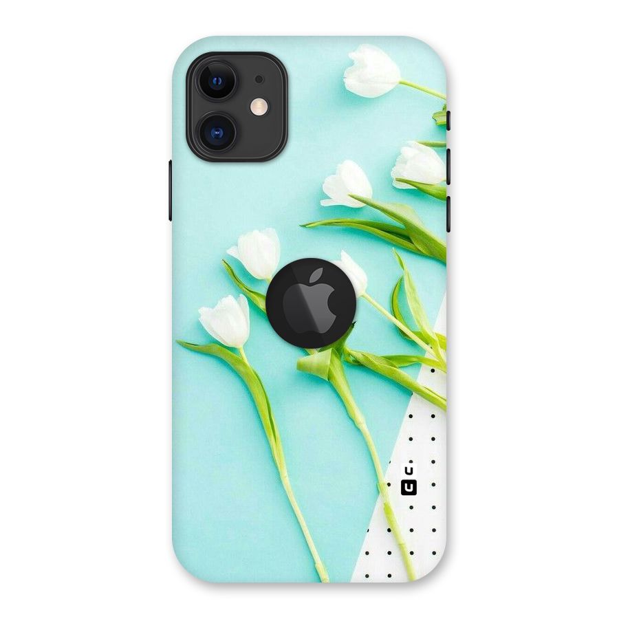 White Tulips Back Case for iPhone 11 Logo Cut