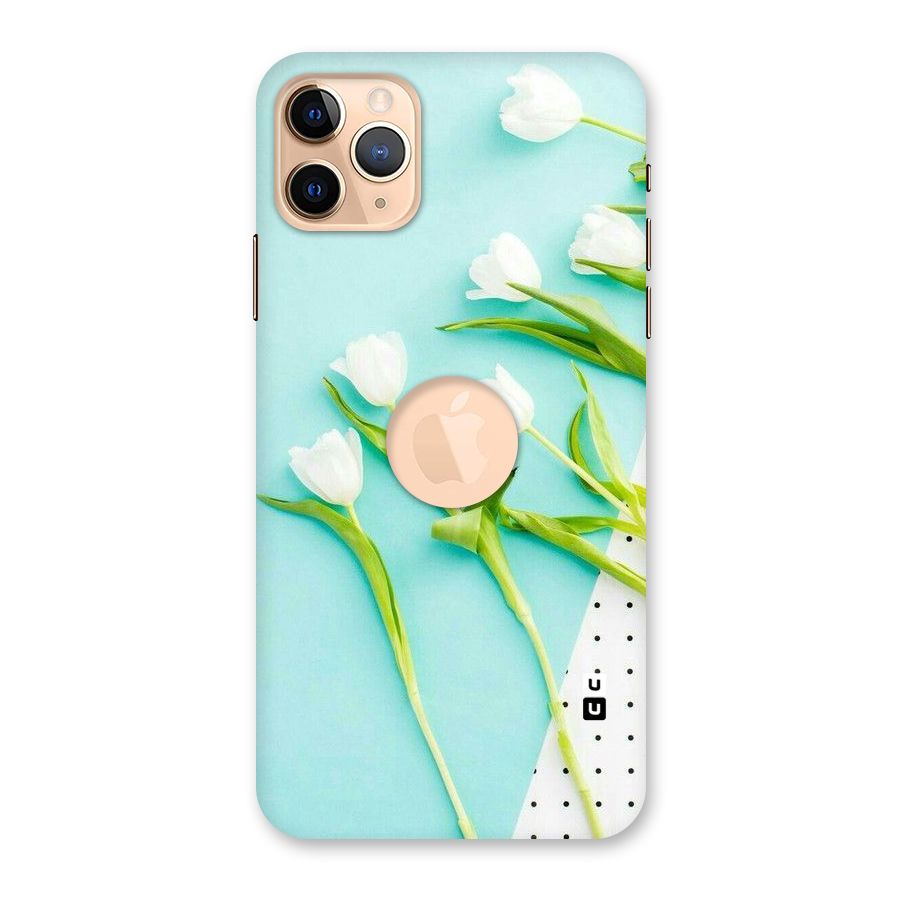 White Tulips Back Case for iPhone 11 Pro Max Logo Cut