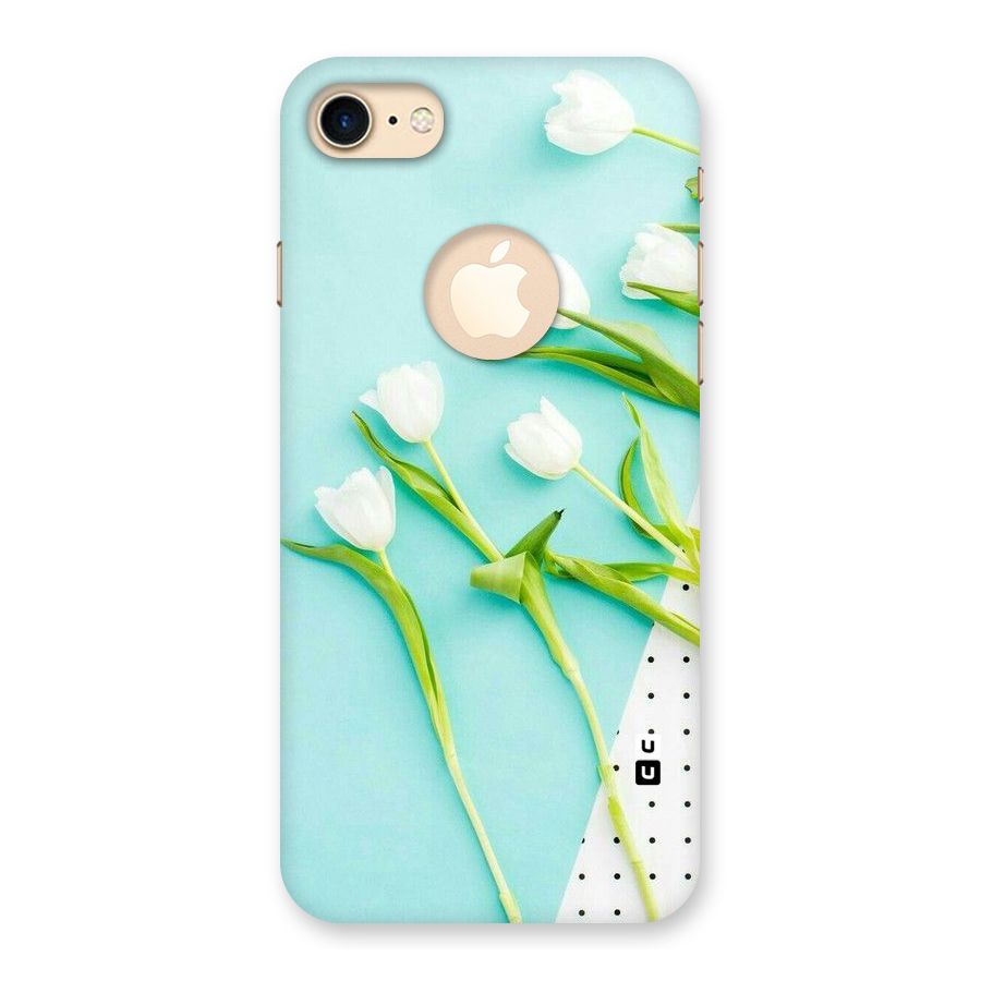White Tulips Back Case for iPhone 7 Logo Cut