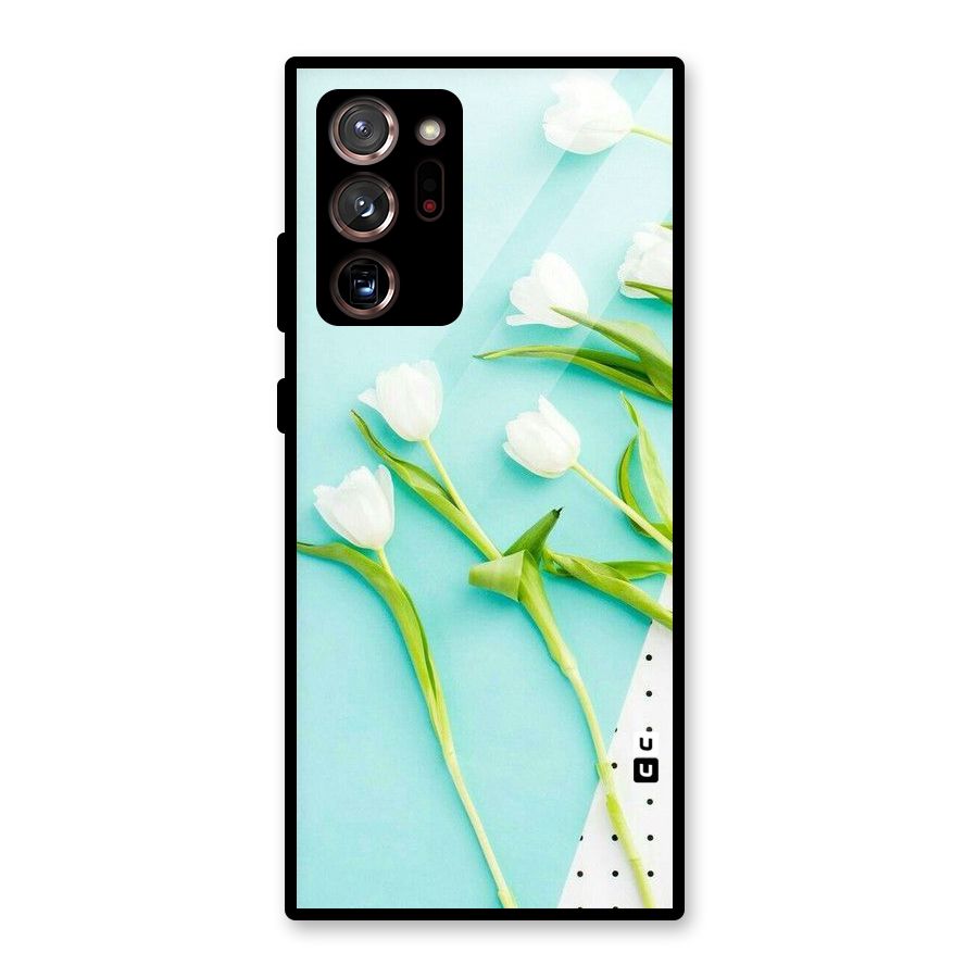 White Tulips Glass Back Case for Galaxy Note 20 Ultra 5G