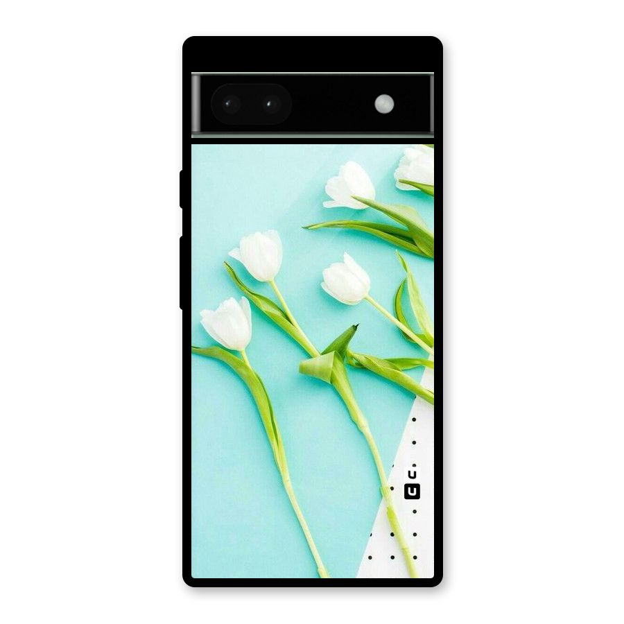 White Tulips Glass Back Case for Google Pixel 6a