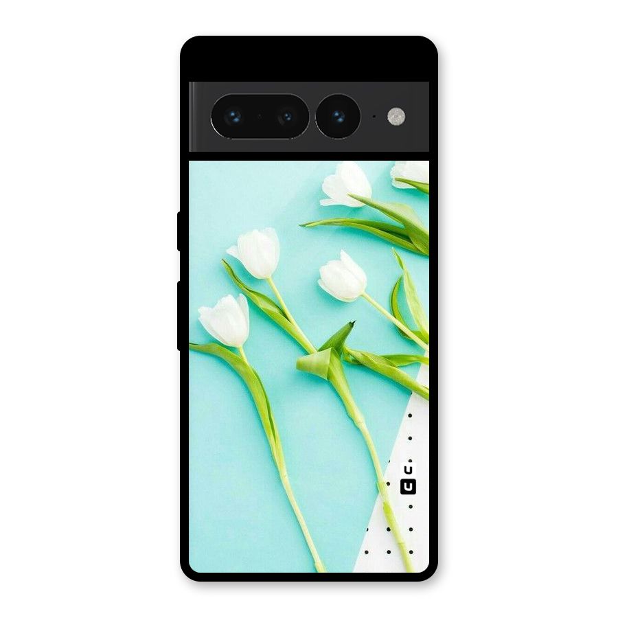 White Tulips Glass Back Case for Google Pixel 7 Pro