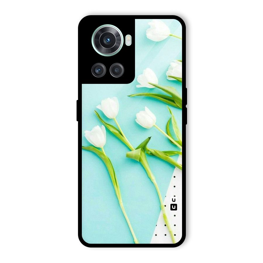 White Tulips Glass Back Case for OnePlus 10R