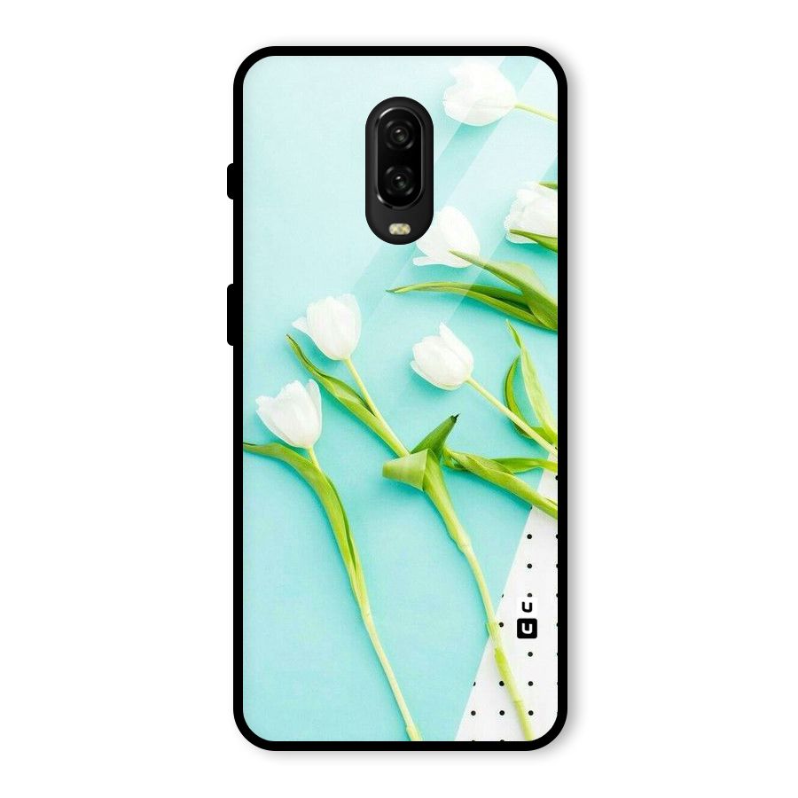 White Tulips Glass Back Case for OnePlus 6T