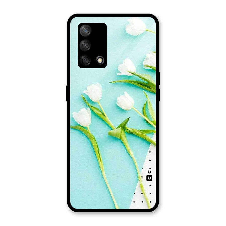 White Tulips Glass Back Case for Oppo F19