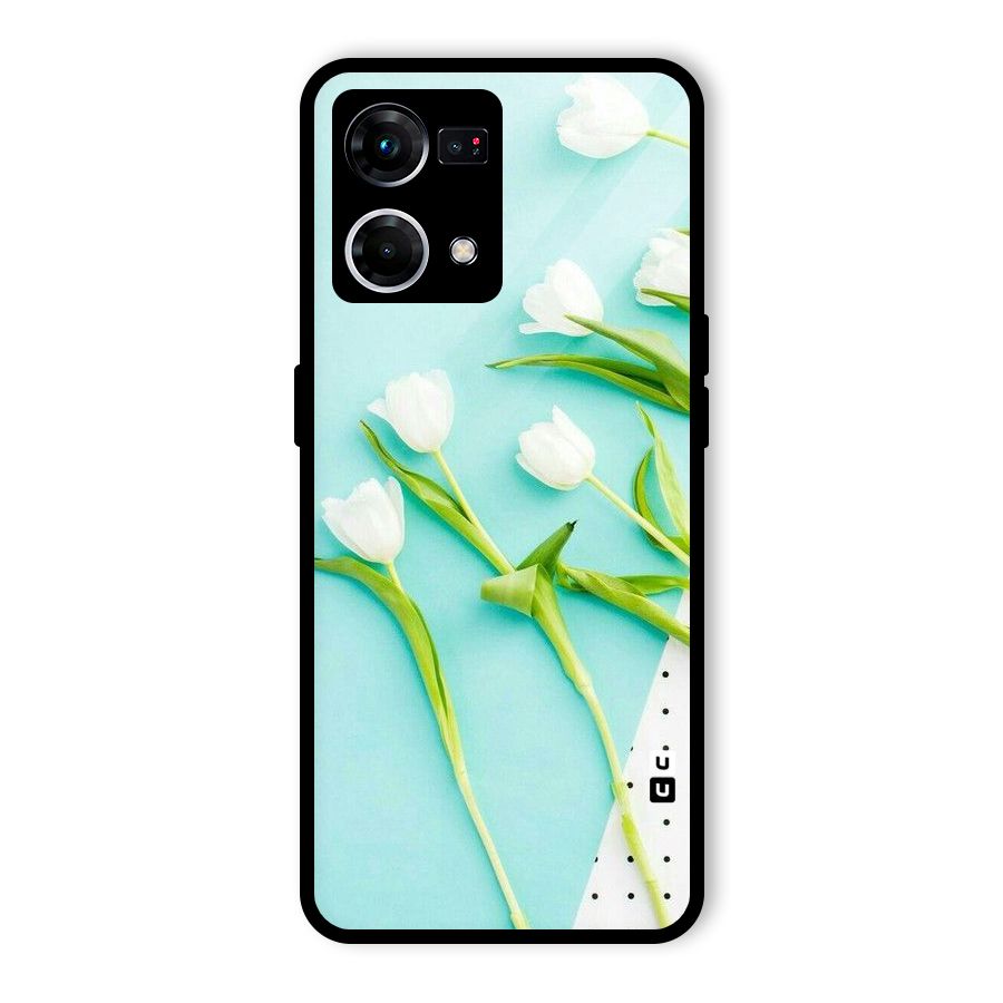 White Tulips Glass Back Case for Oppo F21s Pro 4G