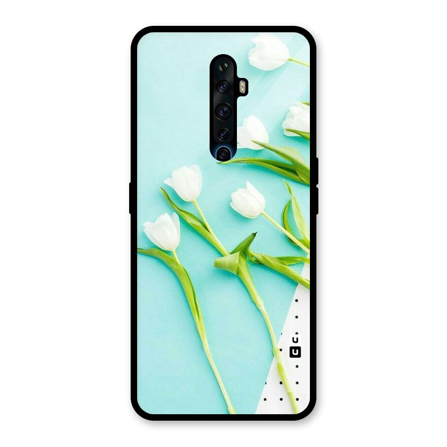 White Tulips Glass Back Case for Oppo Reno2 F