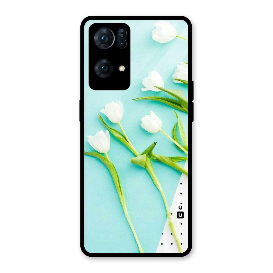 White Tulips Glass Back Case for Oppo Reno7 Pro 5G