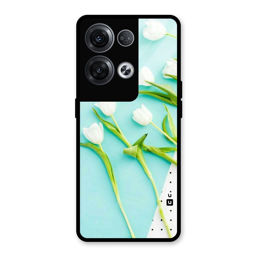 White Tulips Glass Back Case for Oppo Reno8 Pro 5G