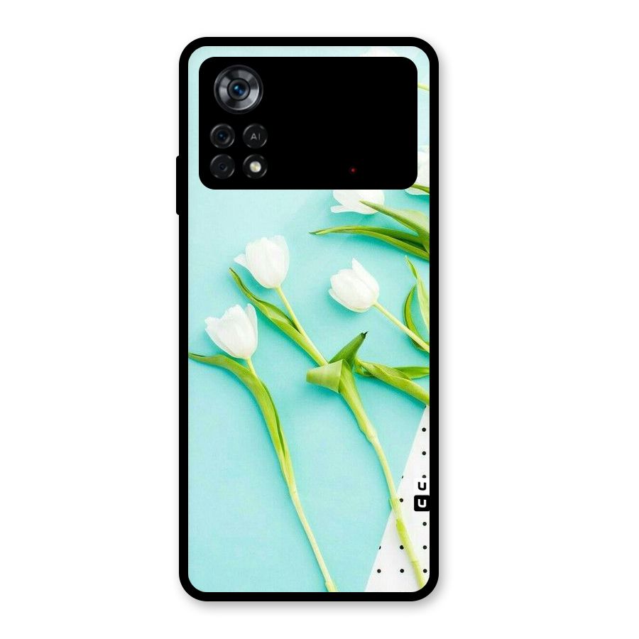 White Tulips Glass Back Case for Poco X4 Pro 5G