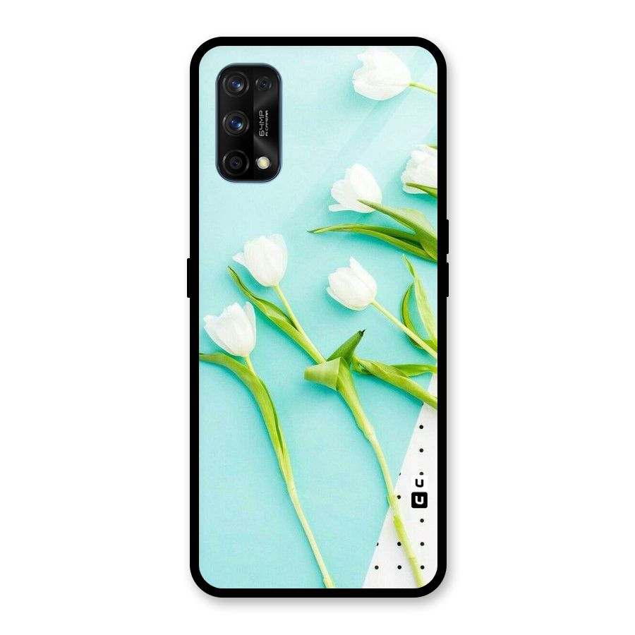 White Tulips Glass Back Case for Realme 7 Pro