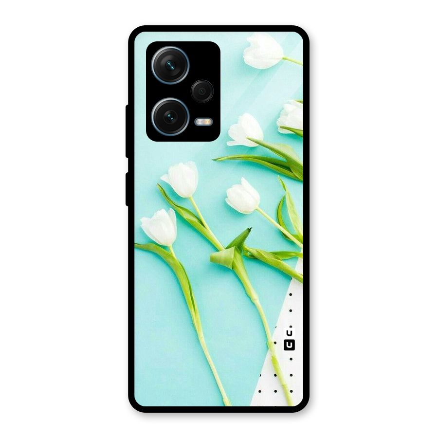 White Tulips Glass Back Case for Redmi Note 12 Pro Plus 5G