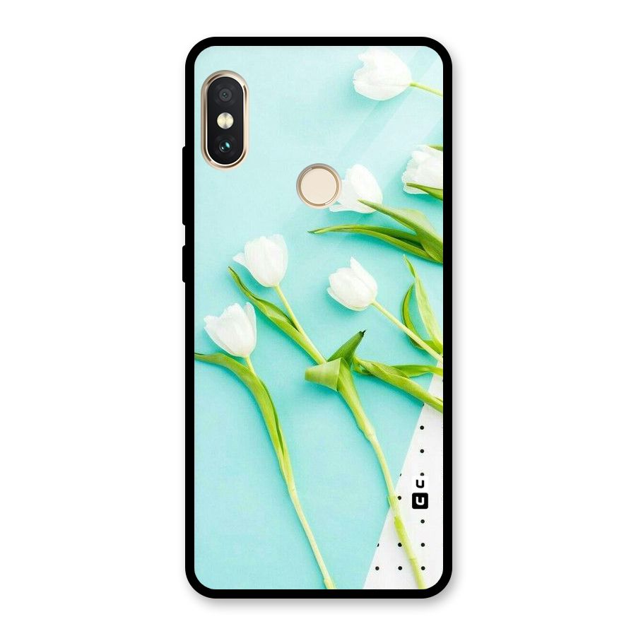 White Tulips Glass Back Case for Redmi Note 5 Pro