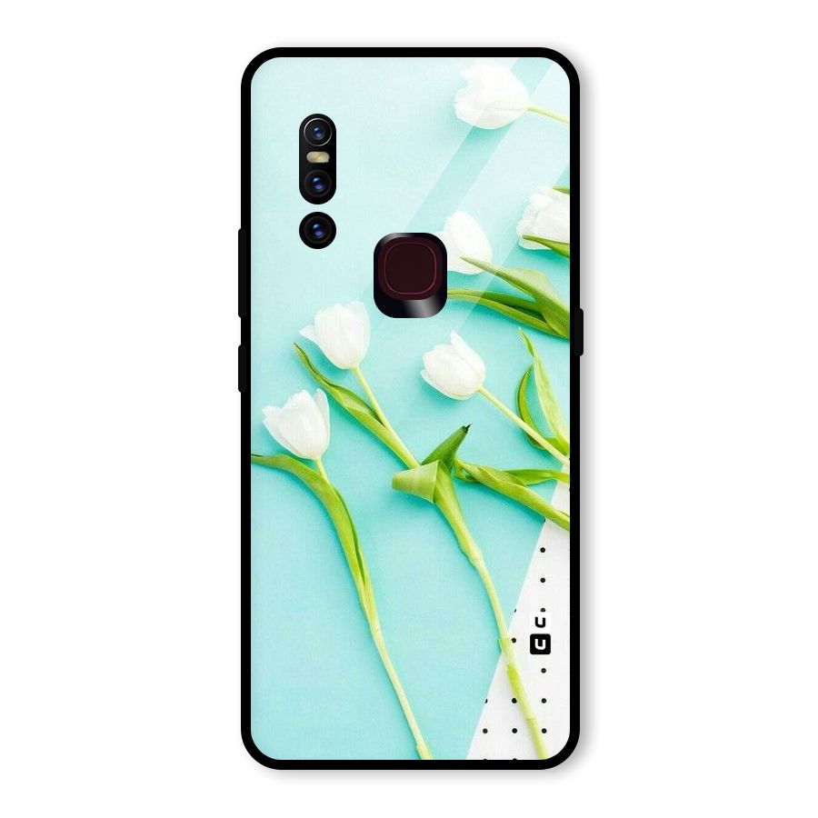 White Tulips Glass Back Case for Vivo V15