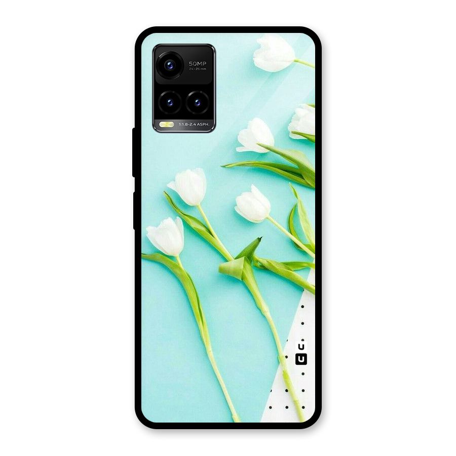 White Tulips Glass Back Case for Vivo Y21T