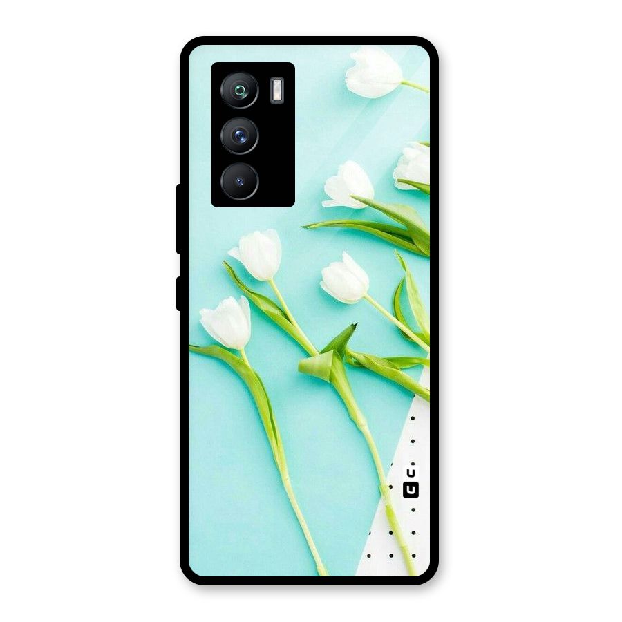 White Tulips Glass Back Case for Vivo iQOO 9 SE