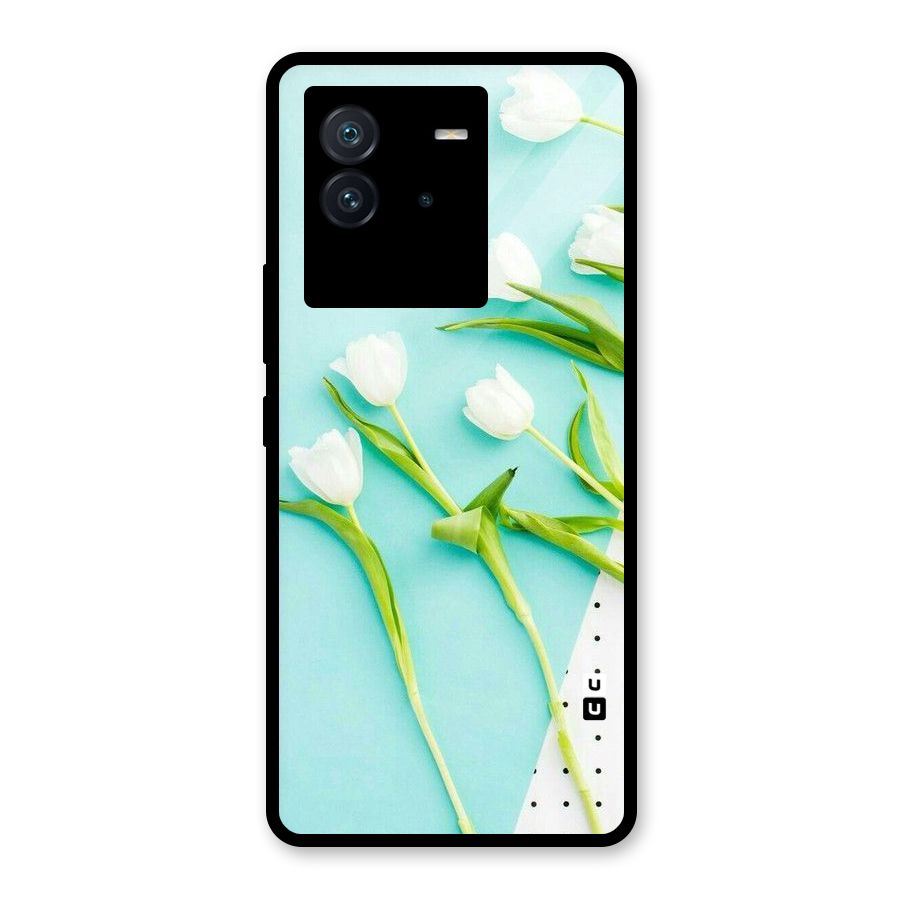 White Tulips Glass Back Case for Vivo iQOO Neo 6 5G