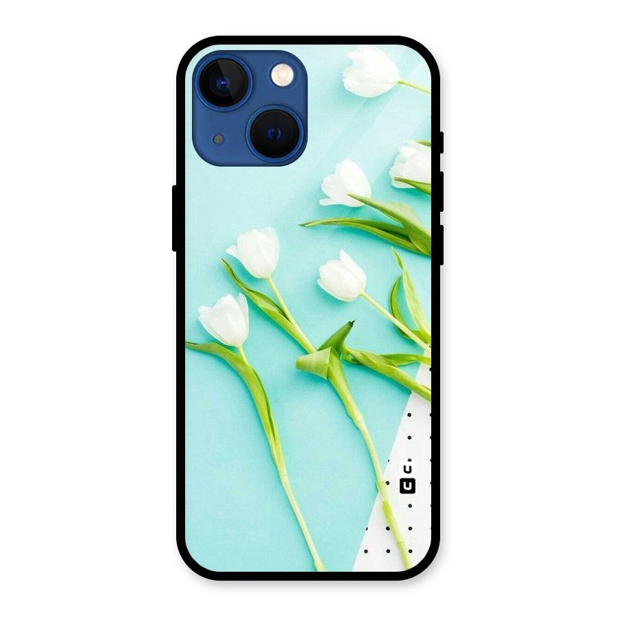 White Tulips Glass Back Case for iPhone 13 Mini