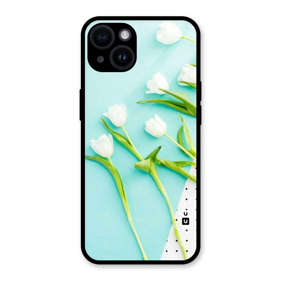White Tulips Glass Back Case for iPhone 14