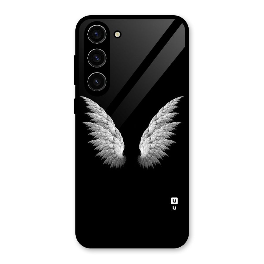 White Wings Glass Back Case for Galaxy S23 Plus