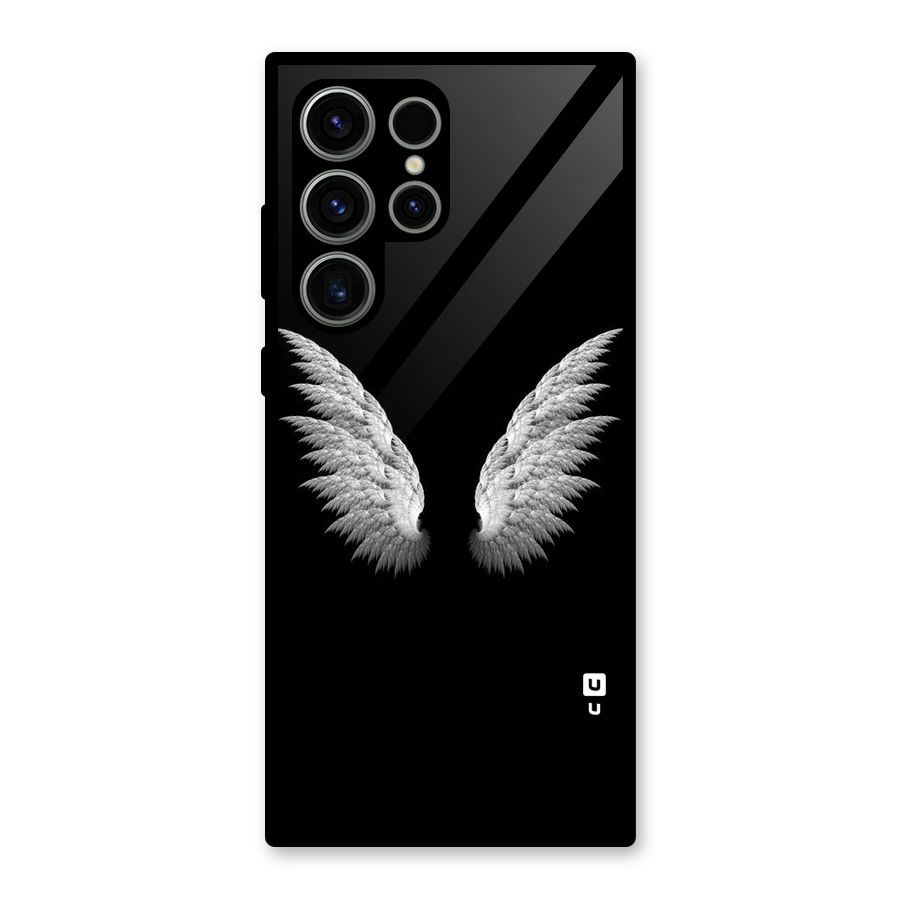 White Wings Glass Back Case for Galaxy S23 Ultra