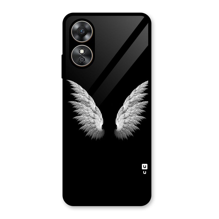 White Wings Glass Back Case for Oppo A17
