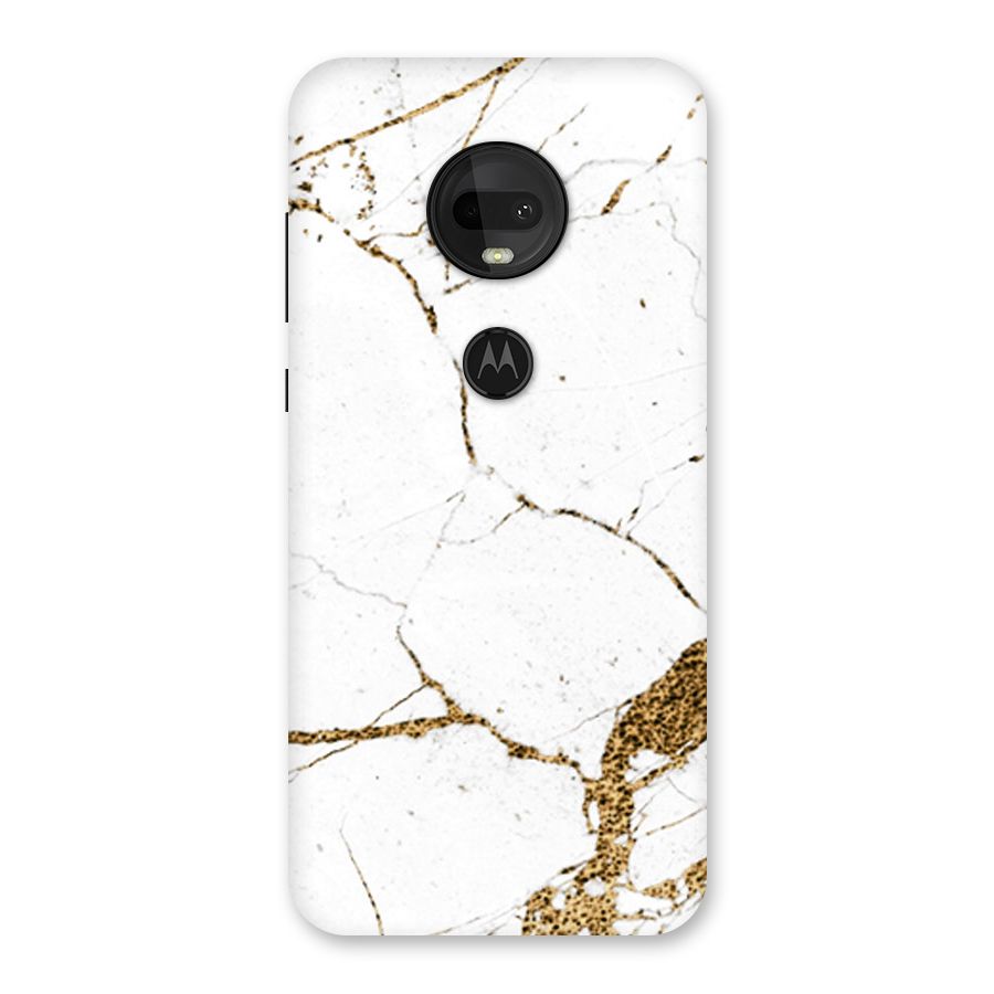 White and Gold Design Back Case for Moto G7