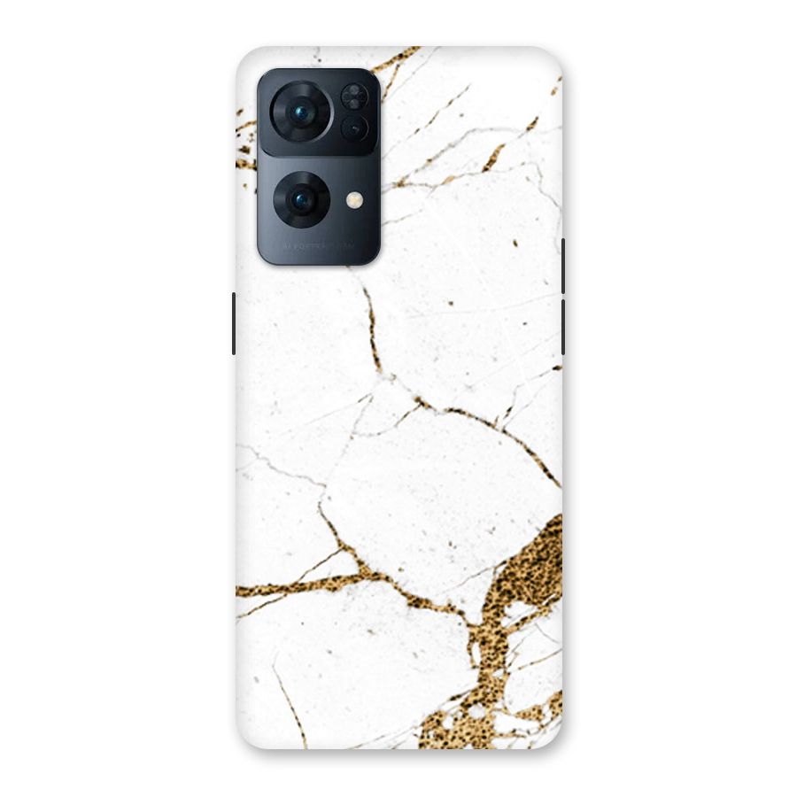 White and Gold Design Back Case for Oppo Reno7 Pro 5G