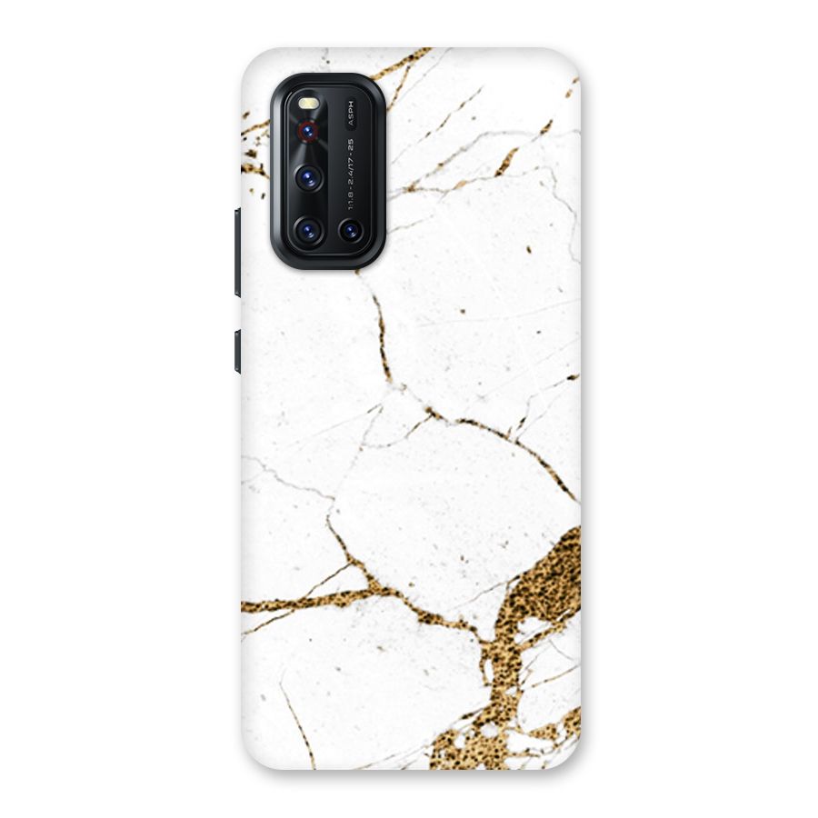 White and Gold Design Back Case for Vivo V19