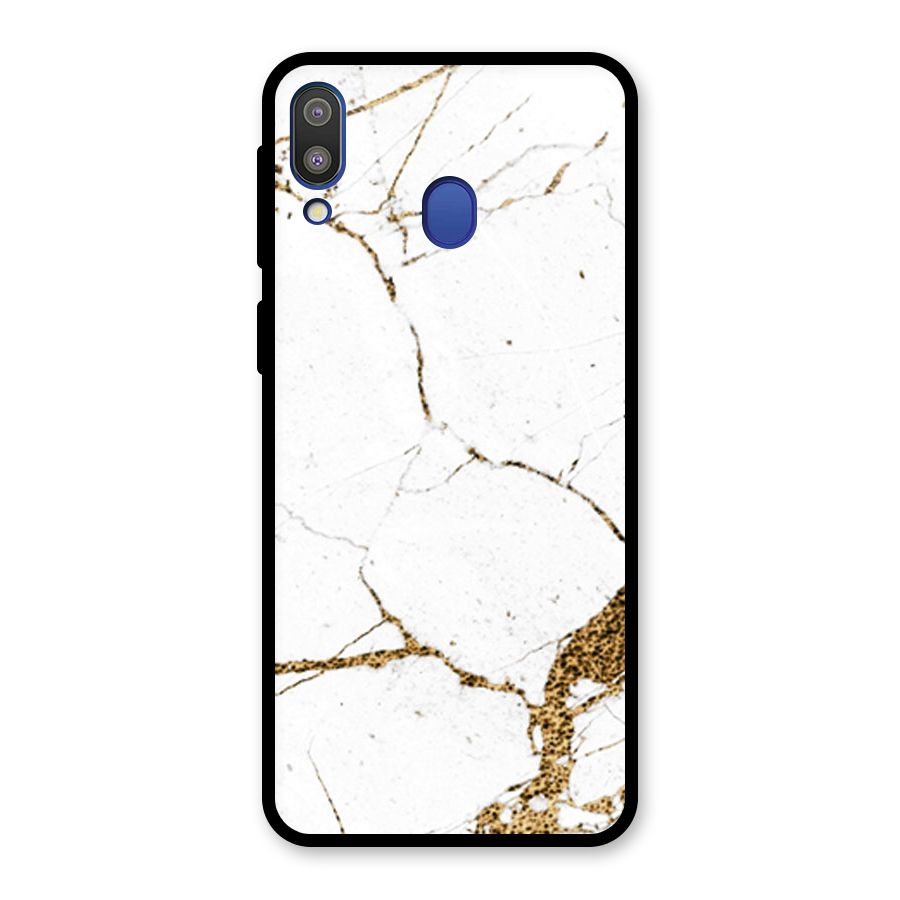 White and Gold Design Glass Back Case for Galaxy M20