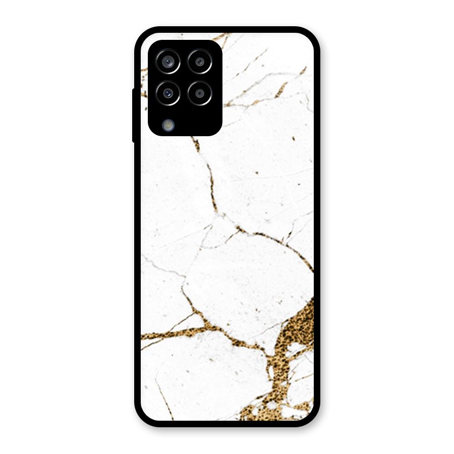White and Gold Design Glass Back Case for Galaxy M33