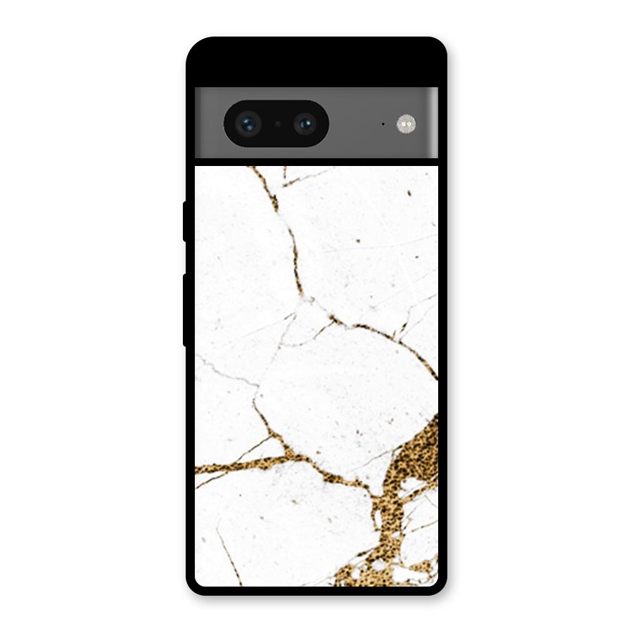 White and Gold Design Glass Back Case for Google Pixel 7