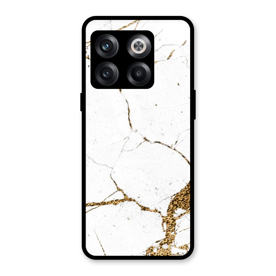 White and Gold Design Glass Back Case for OnePlus 10T