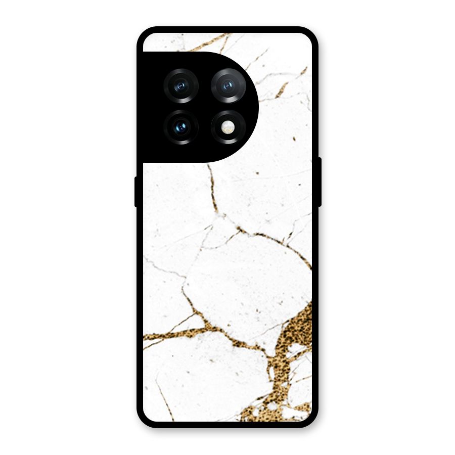 White and Gold Design Glass Back Case for OnePlus 11