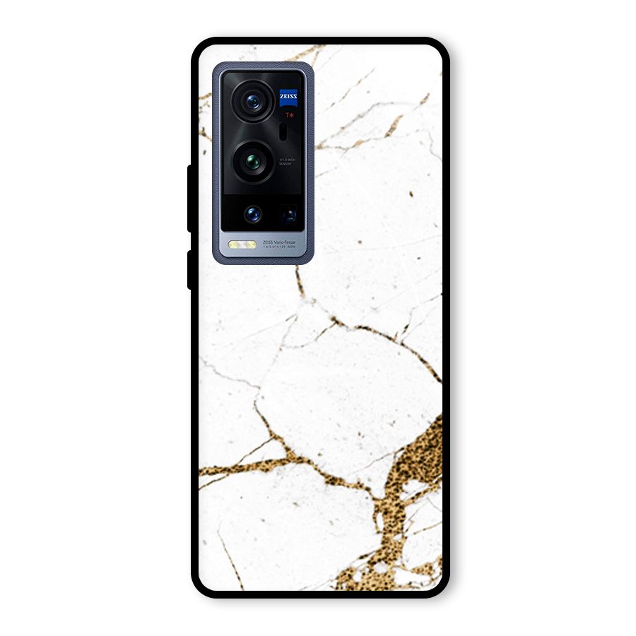 White and Gold Design Glass Back Case for Vivo X60 Pro Plus