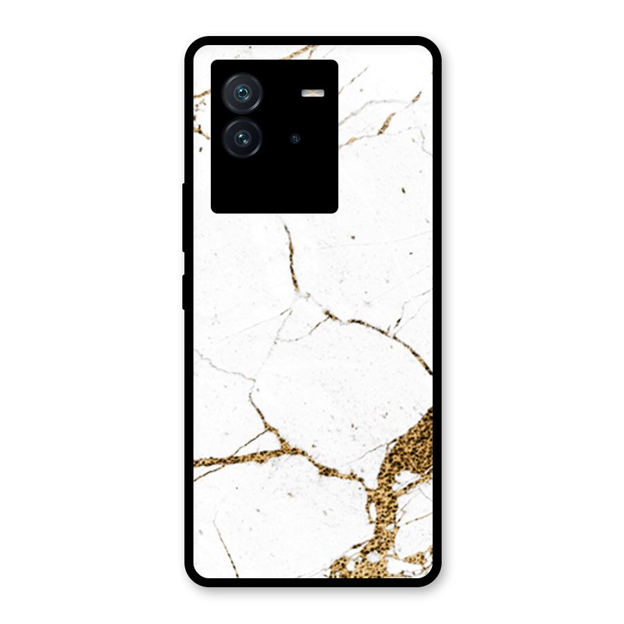 White and Gold Design Glass Back Case for Vivo iQOO Neo 6 5G