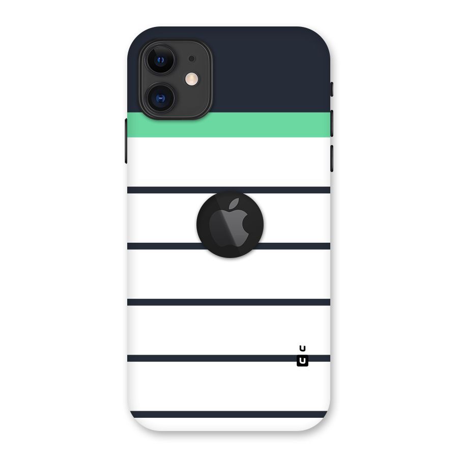 White and Simple Stripes Back Case for iPhone 11 Logo Cut