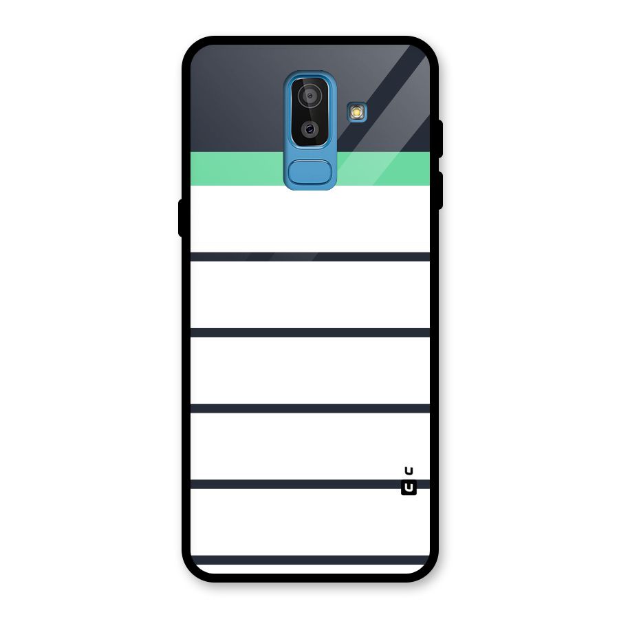 White and Simple Stripes Glass Back Case for Galaxy J8