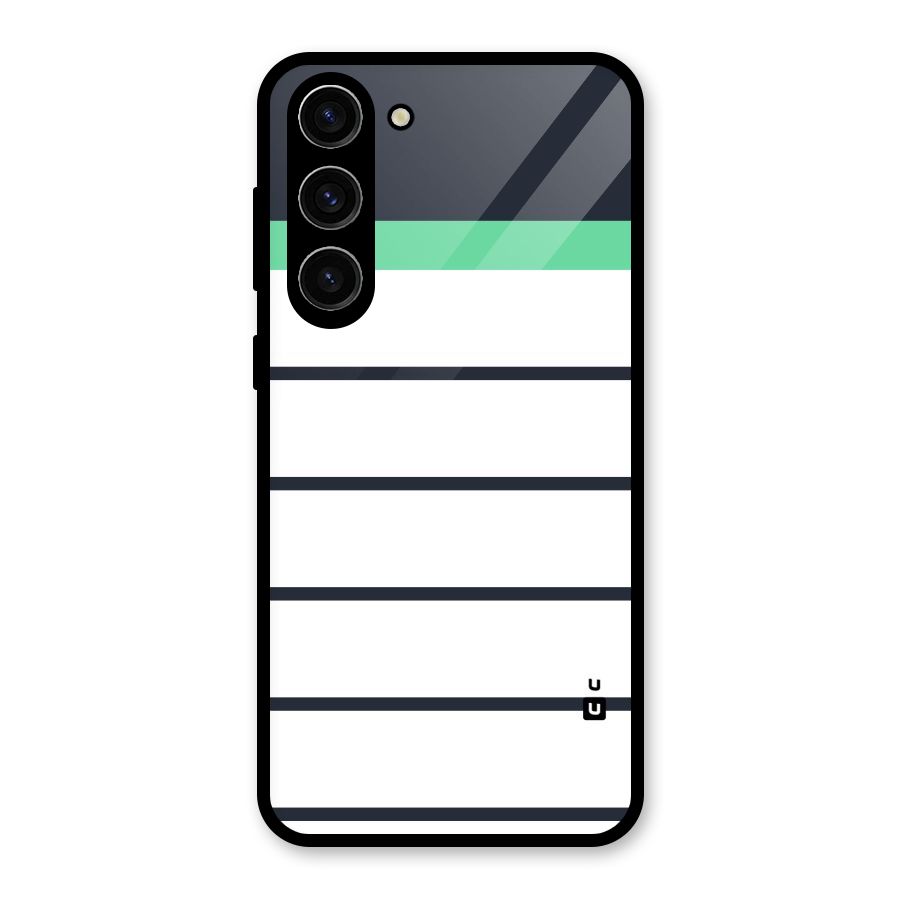 White and Simple Stripes Glass Back Case for Galaxy S23 Plus