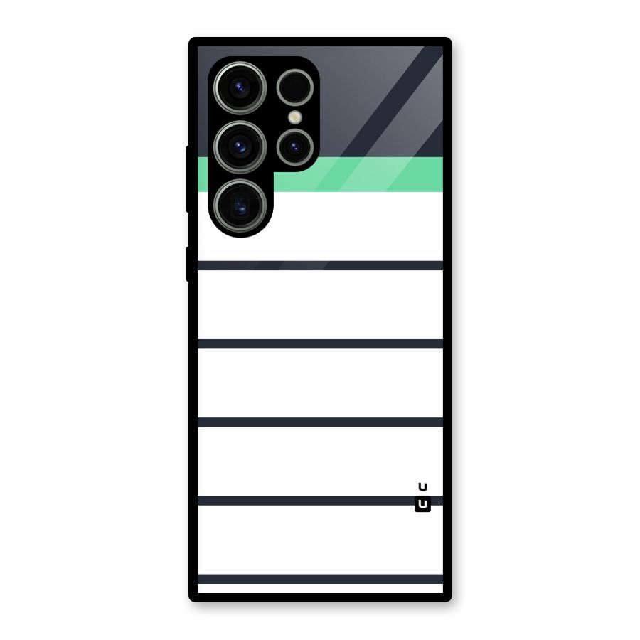White and Simple Stripes Glass Back Case for Galaxy S23 Ultra