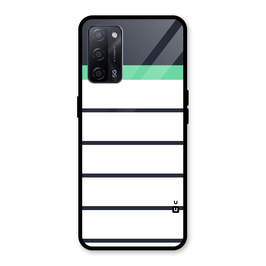 White and Simple Stripes Glass Back Case for Oppo A53s 5G