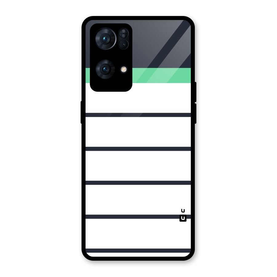 White and Simple Stripes Glass Back Case for Oppo Reno7 Pro 5G