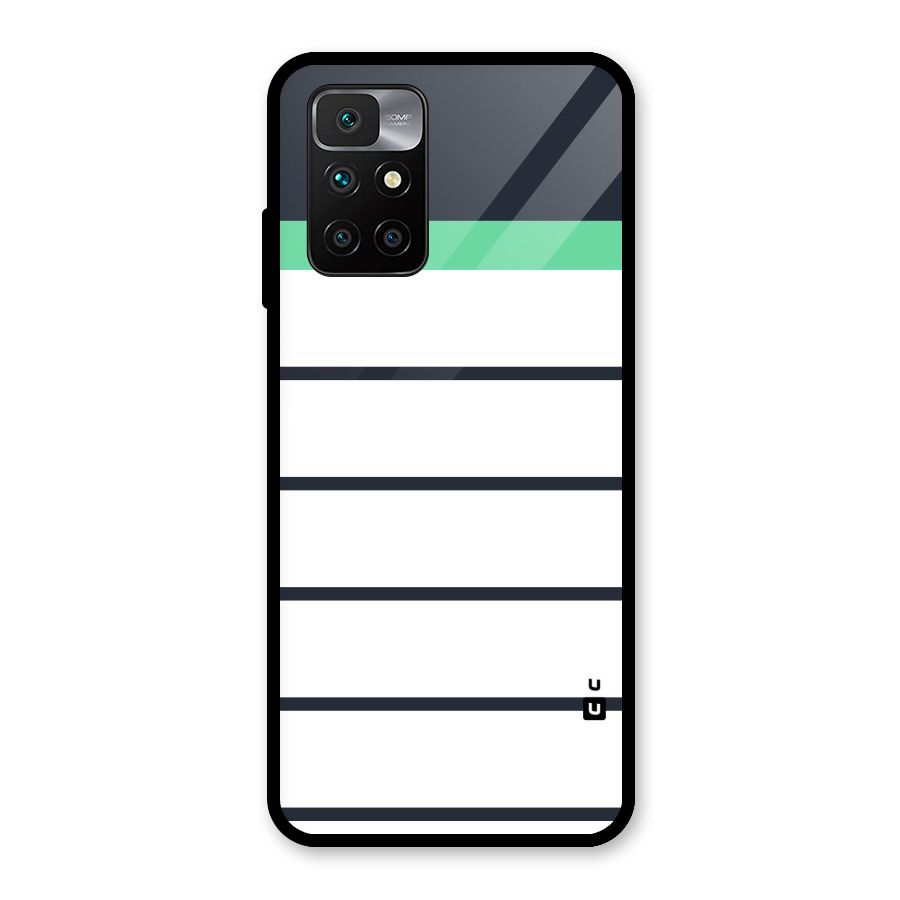 White and Simple Stripes Glass Back Case for Redmi 10 Prime