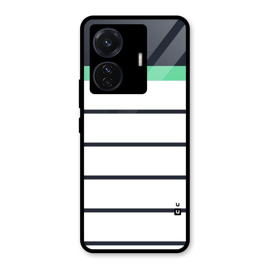 White and Simple Stripes Glass Back Case for Vivo T1 Pro