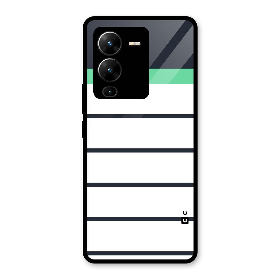 White and Simple Stripes Glass Back Case for Vivo V25 Pro
