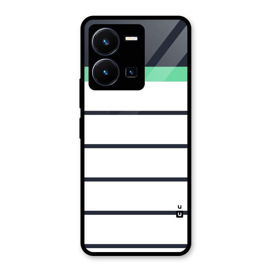 White and Simple Stripes Glass Back Case for Vivo Y35