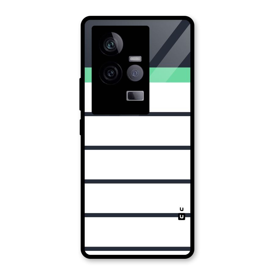 White and Simple Stripes Glass Back Case for Vivo iQOO 11 5G