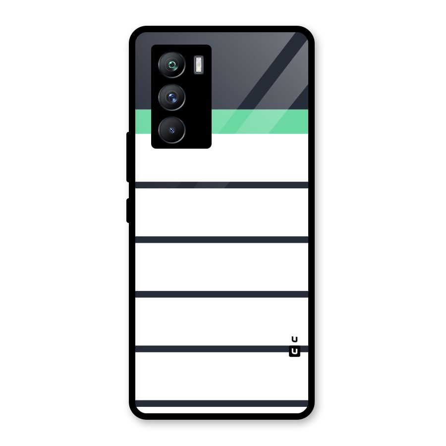 White and Simple Stripes Glass Back Case for Vivo iQOO 9 SE