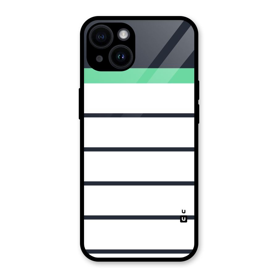 White and Simple Stripes Glass Back Case for iPhone 14